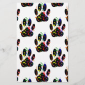Pawプリント紙吹雪およびパーティーストリーマーパターン 便箋 (正面)