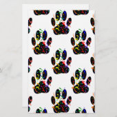 Pawプリント紙吹雪およびパーティーストリーマーパターン 便箋 (正面/裏面)