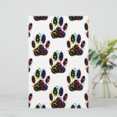 Pawプリント紙吹雪およびパーティーストリーマーパターン 便箋 (スタンド正面)