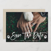 Pawプリント結婚式を保存する日付のフォトカード セーブザデート (正面/裏面)