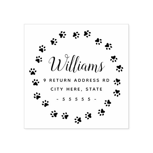 Pawプリント縁どかわいい差出人住所 ラバースタンプ (インプリント)