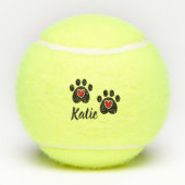 Pawプリント赤いハート テニスボール (裏面)