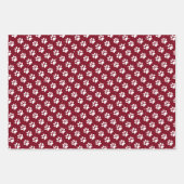 Pawプリント雪の赤ブルーグリーンクリスマス ラッピングペーパーシート (正面2)