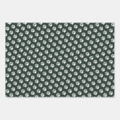 Pawプリント雪の赤ブルーグリーンクリスマス ラッピングペーパーシート (正面)