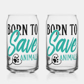 Paw印刷および聴診器ハート図 ガラス缶 (正面)