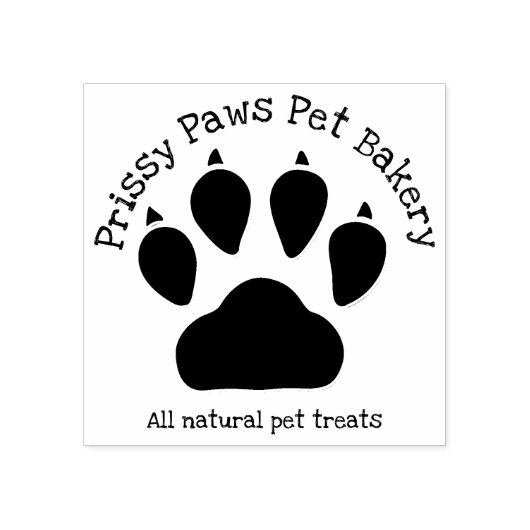 Paw印刷と名前の付いたビジネス文字 ラバースタンプ (インプリント)