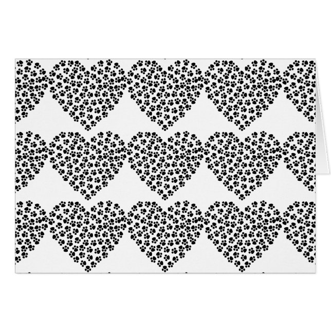 Paw印刷ハートシルエットグリーティングカード (正面横)