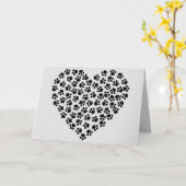 Paw印刷ハートシルエットグリーティングカード カード (黄色い花)