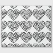 Paw印刷ハートシルエット折り返し紙 ラッピングペーパー (フラット)