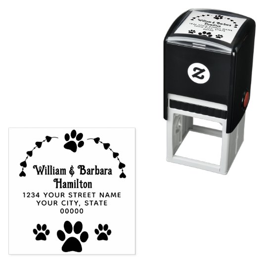 Paw印刷ハートフレーム名差出人住所 セルフインキングスタンプ (インサイチュ)