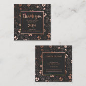 Paw印刷バラ金ゴールドありがとう割引カード スクエア名刺 (正面/裏面)