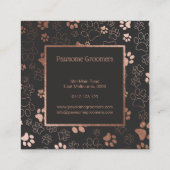 Paw印刷バラ金ゴールドありがとう割引カード スクエア名刺 (裏面)