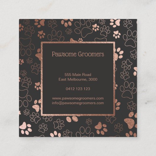 Paw印刷バラ金ゴールドありがとう割引カード スクエア名刺 (裏面)