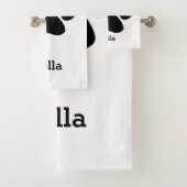 Paw印刷パターンモノグラム名カスタム白黒 バスタオルセット (インサイチュ)