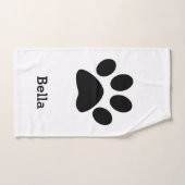 Paw印刷パターンモノグラム名カスタム白黒 バスタオルセット (ハンドタオル)