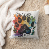 Paw印刷ボーホウォーター色 クッション (ブランケット)