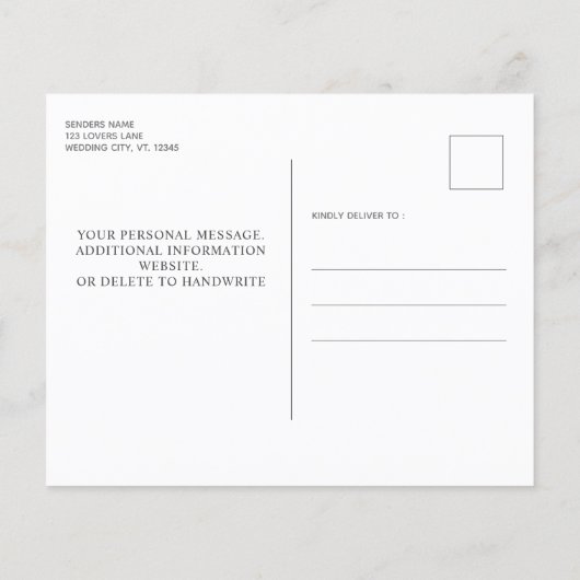 Paw印刷予算結婚式招待状はがき (裏面)