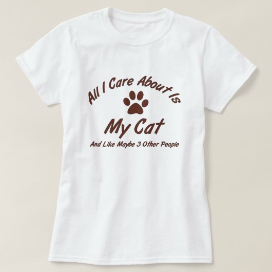 Paw印刷猫好きについて気にすべてI Tシャツ (デザイン正面)
