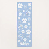 Paw印刷Doga – 手書きモノグラム – 落ち着き青 ヨガマット (正面)