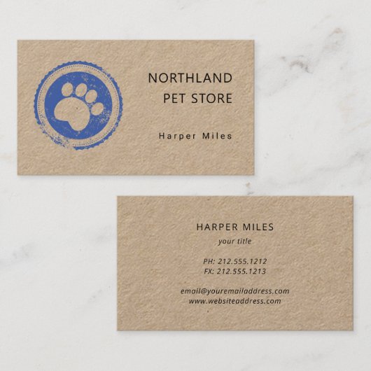 paw印素朴刷ロゴkraft名刺 名刺 (正面/裏面)