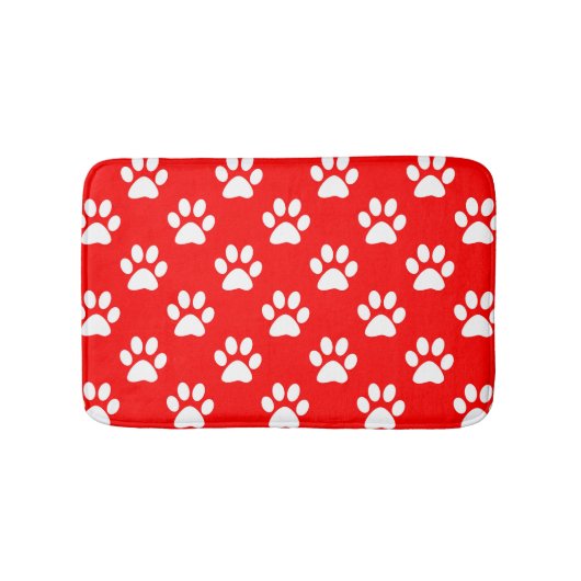 paw赤と白印刷パターン バスマット (正面)