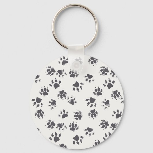 Paw足跡:犬のモノクロシームレス。 キーホルダー (正面)