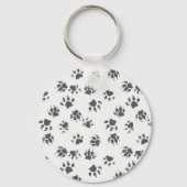 Paw足跡:犬のモノクロシームレス。 キーホルダー (裏面)
