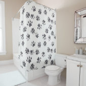 Paw足跡:犬のモノクロシームレス。 シャワーカーテン (インサイチュ)