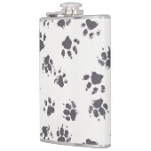 Paw足跡：犬のモノクロシームレス。 フラスク (左)