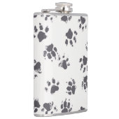 Paw足跡：犬のモノクロシームレス。 フラスク (右)