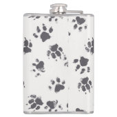 Paw足跡：犬のモノクロシームレス。 フラスク (裏面)