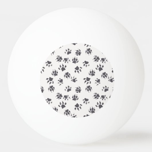 Paw足跡:犬のモノクロシームレス。 卓球ボール (正面)