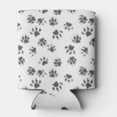 Paw足跡：犬のモノクロシームレス。 缶クーラー (裏面)