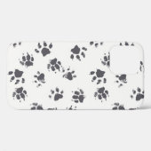 Paw足跡：犬のモノクロシームレス。 Case-Mate iPhoneケース (裏面 (横))