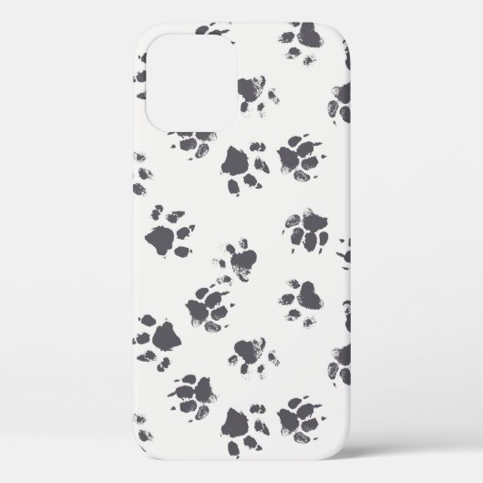 Paw足跡:犬のモノクロシームレス。 Case-Mate iPhoneケース (裏面)