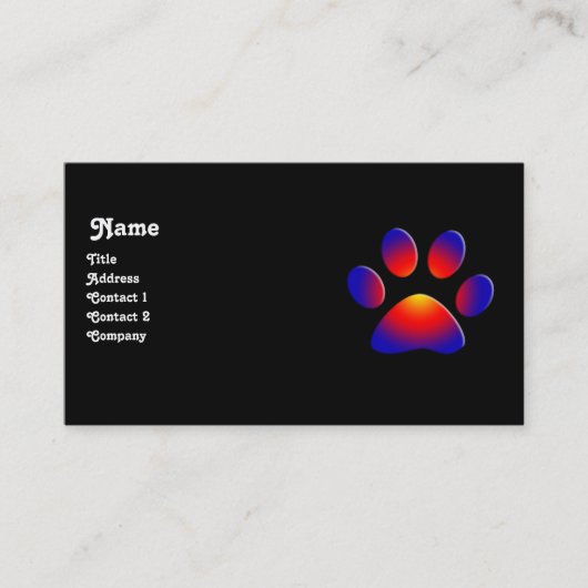 PAW、カラフル白黒 名刺 (正面)