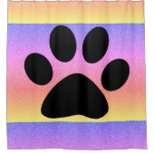 Paw：ピンク色のバラ数々の金ゴールドのピンクの輝きを印刷 シャワーカーテン (正面)