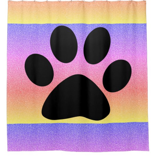 Paw：ピンク色のバラ数々の金ゴールドのピンクの輝きを印刷 シャワーカーテン (正面)