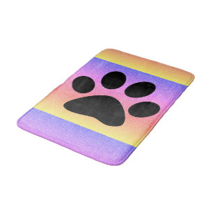 Paw:ピンク色のバラ数々の金ゴールドのピンクの輝きを印刷 バスマット