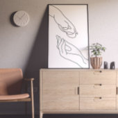 Paw and Hand Line Art Poster ポスター