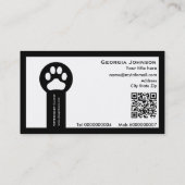 Paw and QR code black Vet/Veterinary Clinic  名刺 (裏面)