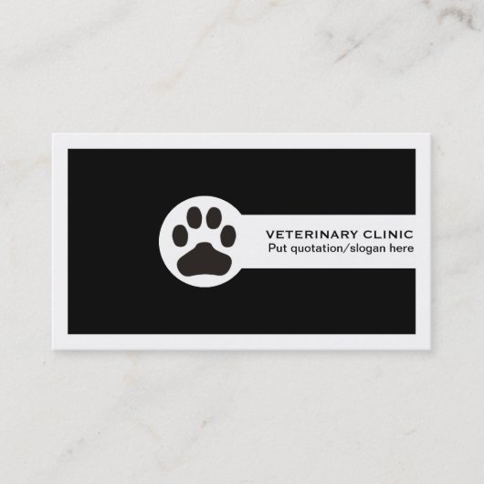 Paw and QR code black Vet/Veterinary Clinic  名刺 (正面)