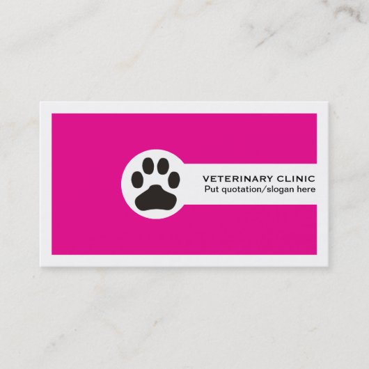 Paw and QR code hot pink Vet/Veterinary Clinic 名刺 (正面)