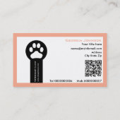 Paw and QR code peach Vet/Veterinary Clinic  名刺 (裏面)