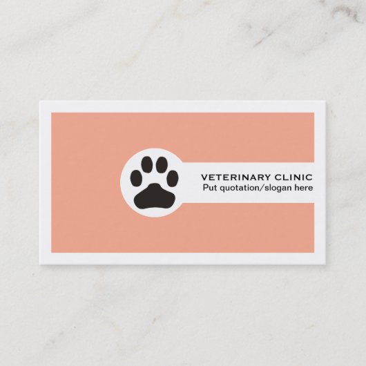 Paw and QR code peach Vet/Veterinary Clinic 名刺 (正面)