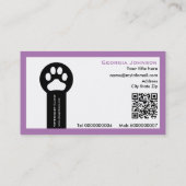 Paw and QR code purple Vet/Veterinary Clinic  名刺 (裏面)