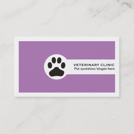 Paw and QR code purple Vet/Veterinary Clinic  名刺 (正面)