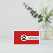 Paw and QR code red Vet/Veterinary Clinic  名刺 (スタンド正面)