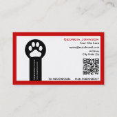 Paw and QR code red Vet/Veterinary Clinic  名刺 (裏面)