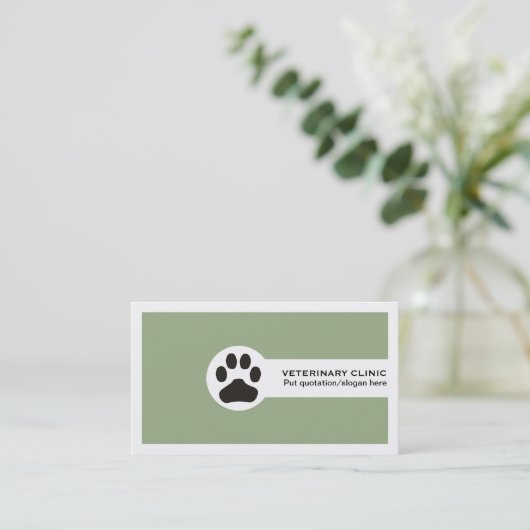 Paw and QR code sage green Vet/Veterinary Clinic 名刺 (スタンド正面)